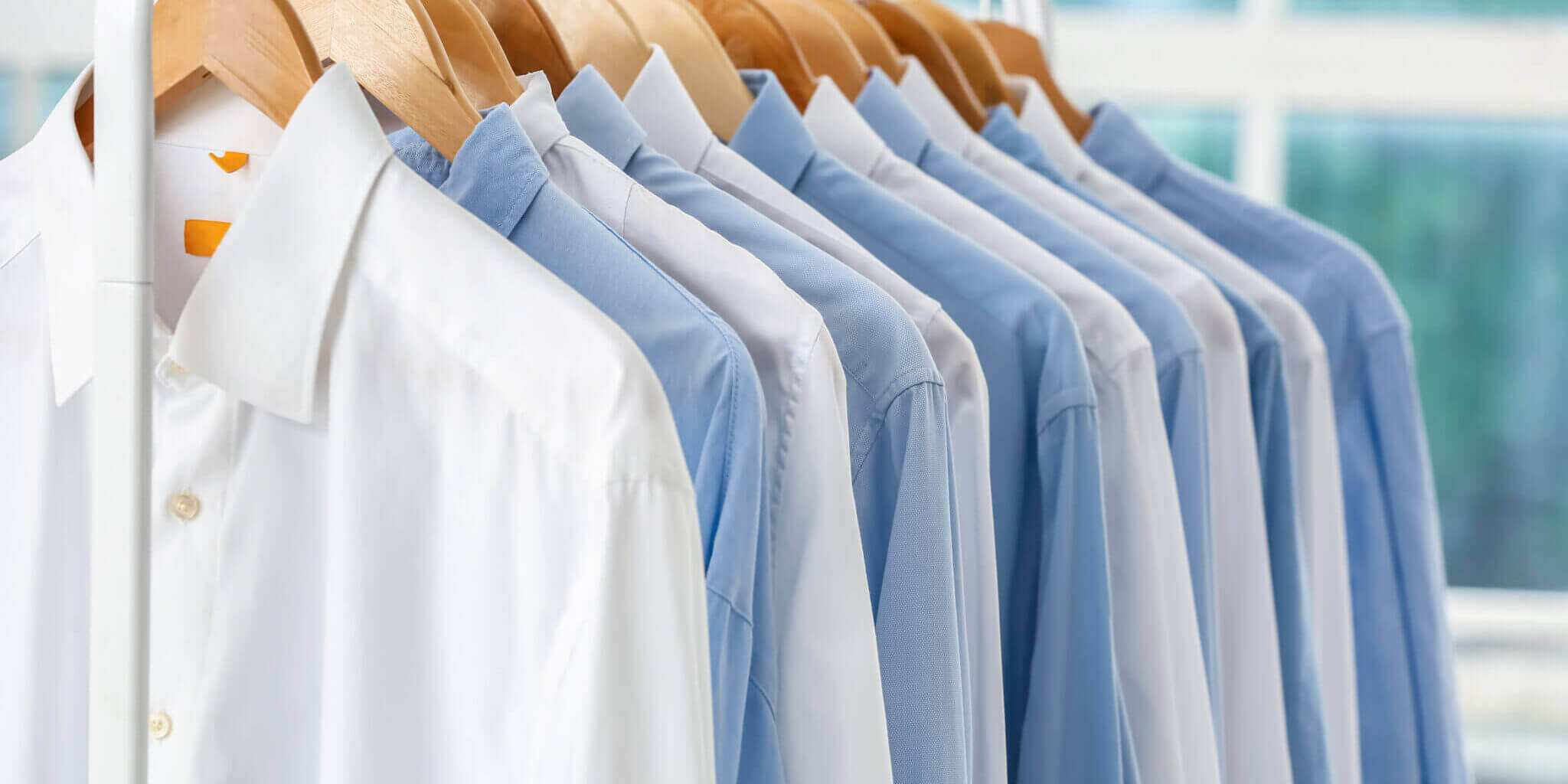 Rack With Clean Shirts After Dry Cleaning